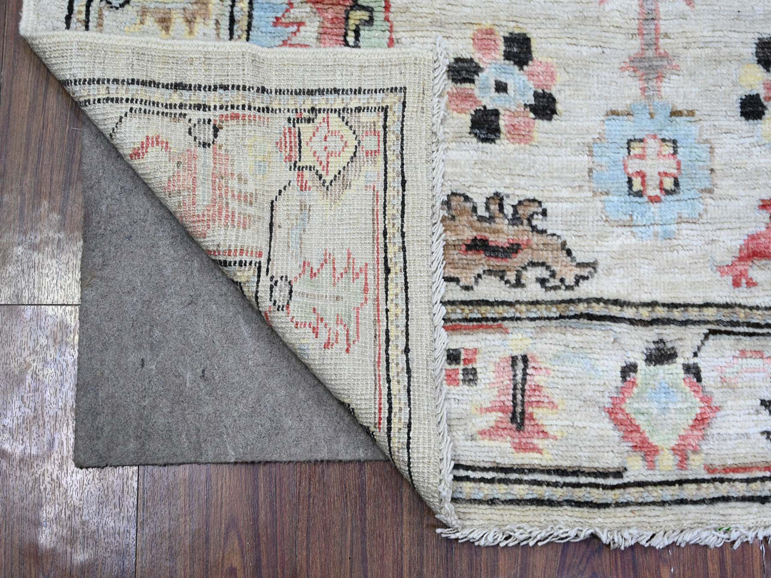 4'1" x 9'6" New Hand Knotted Grey Wool Runner Oriental Rug - MOA10274073
