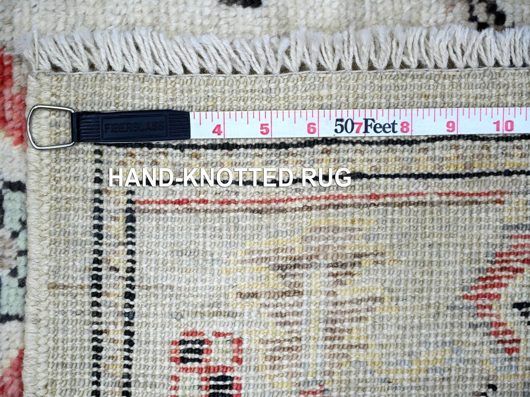 4'1" x 9'6" New Hand Knotted Grey Wool Runner Oriental Rug - MOA10274073
