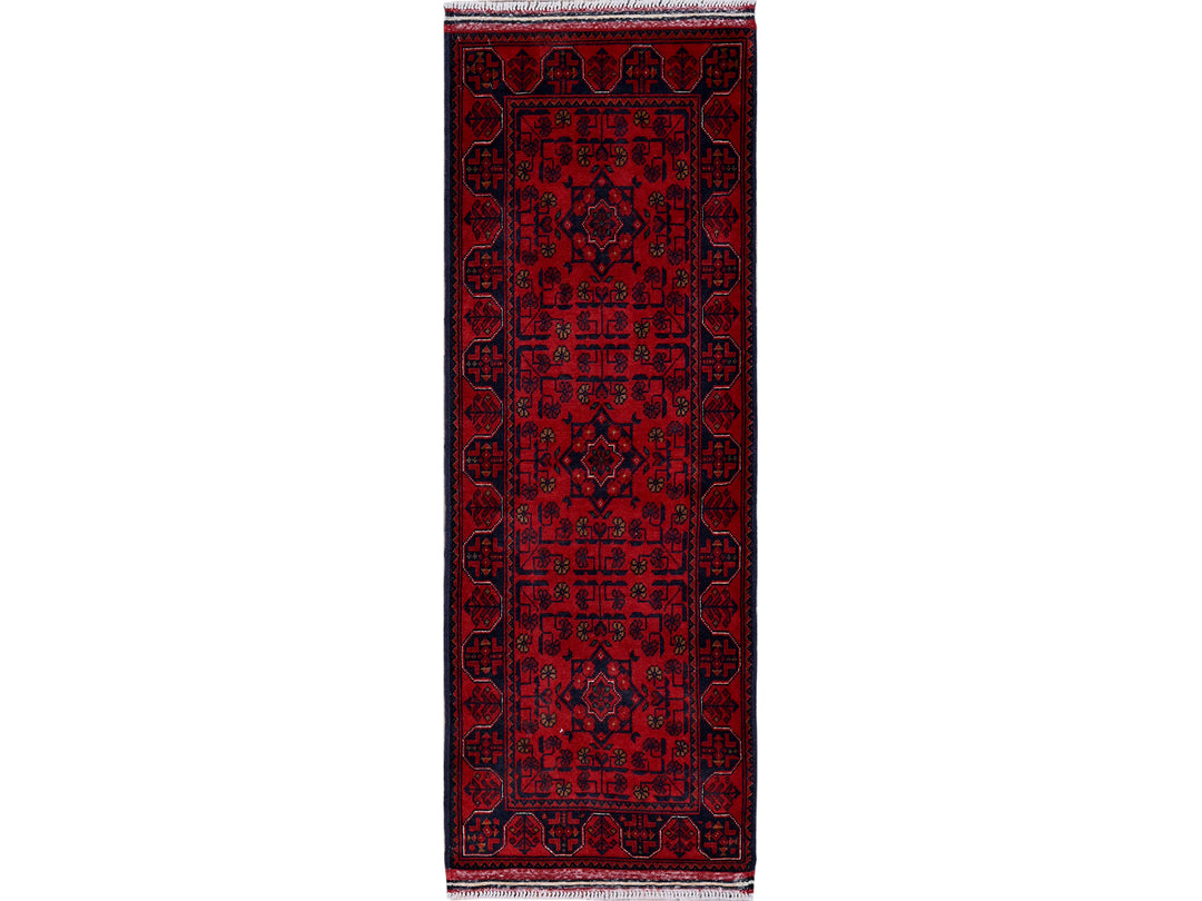 1'9" x 4'9" New Hand Knotted Red Wool Runner Oriental Rug - MOA102740