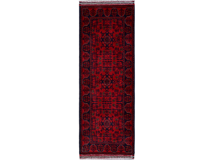 1'9" x 4'9" New Hand Knotted Red Wool Runner Oriental Rug - MOA102740