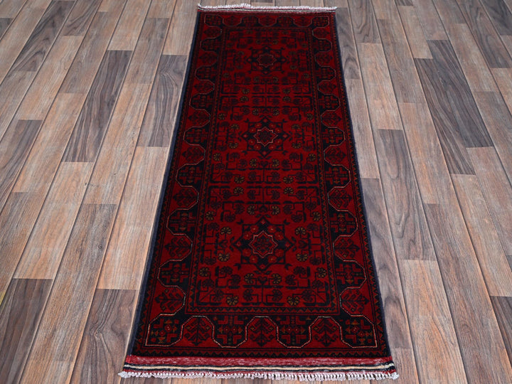 1'9" x 4'9" New Hand Knotted Red Wool Runner Oriental Rug - MOA102740