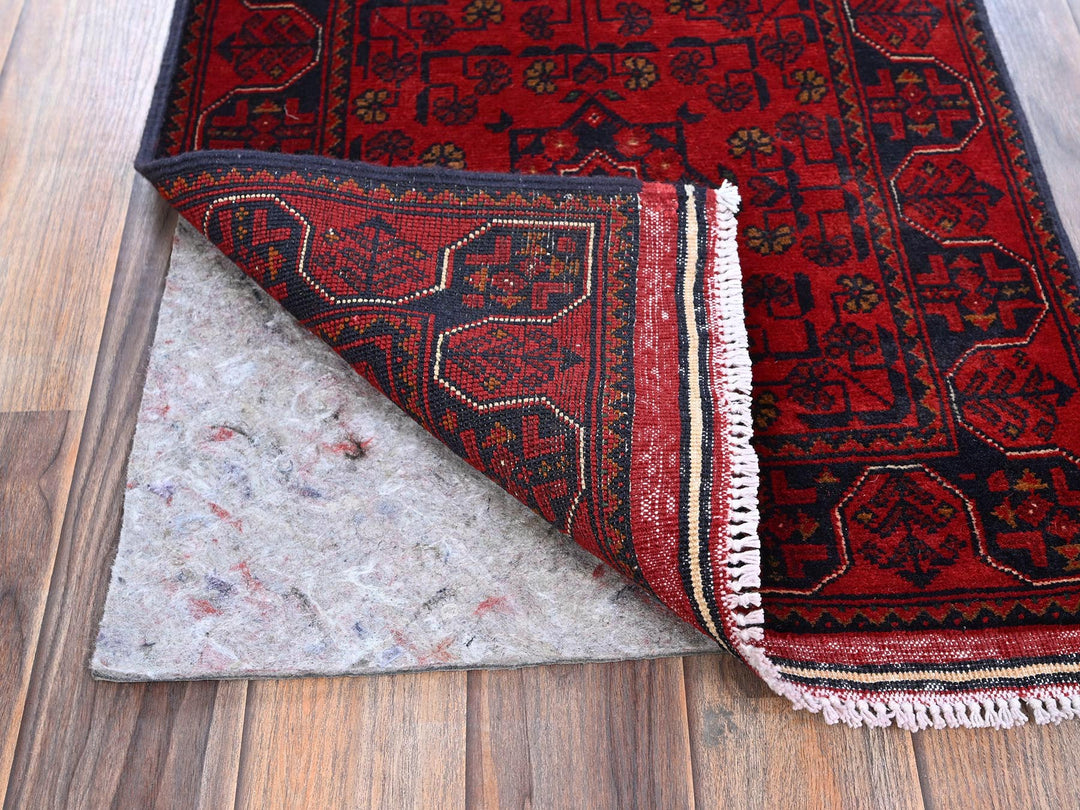 1'9" x 4'9" New Hand Knotted Red Wool Runner Oriental Rug - MOA102740