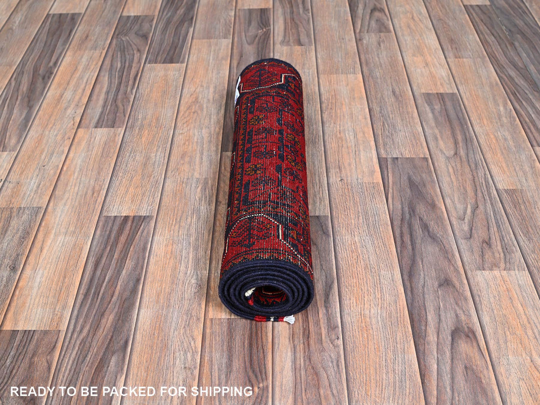 1'9" x 4'9" New Hand Knotted Red Wool Runner Oriental Rug - MOA102740