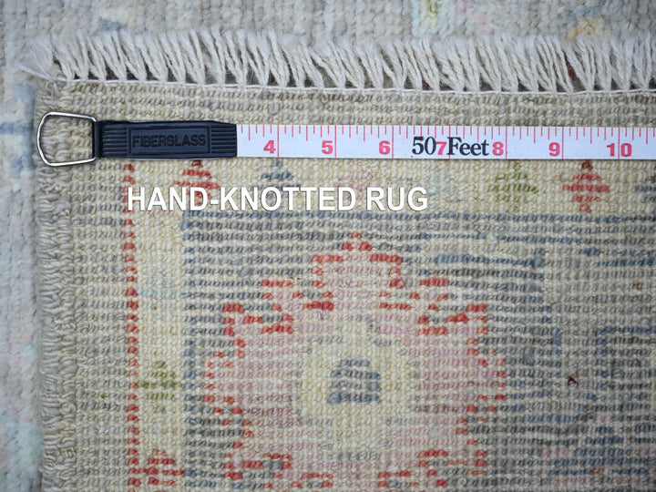 2'9" x 13'7" New Hand Knotted Grey Wool Runner Oriental Rug - MOA10274107