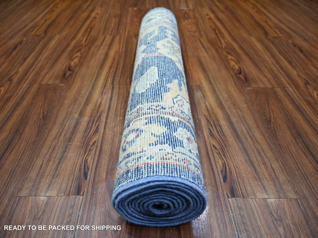 2'10" x 11'10" New Hand Knotted Blue Wool Runner Oriental Rug - MOA10274108