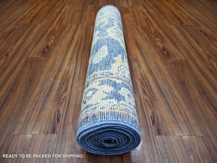 2'10" x 11'10" New Hand Knotted Blue Wool Runner Oriental Rug - MOA10274108