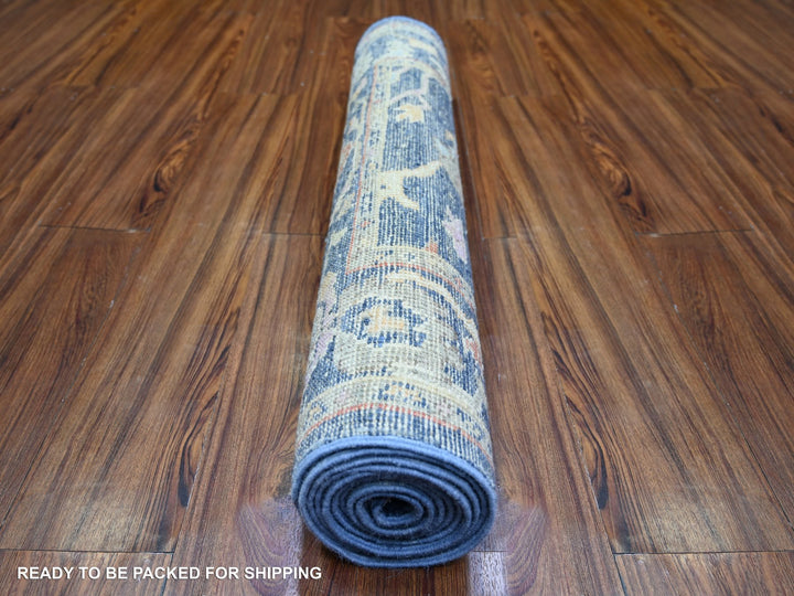 3'0" x 9'7" New Hand Knotted Blue Wool Runner Oriental Rug - MOA10274123