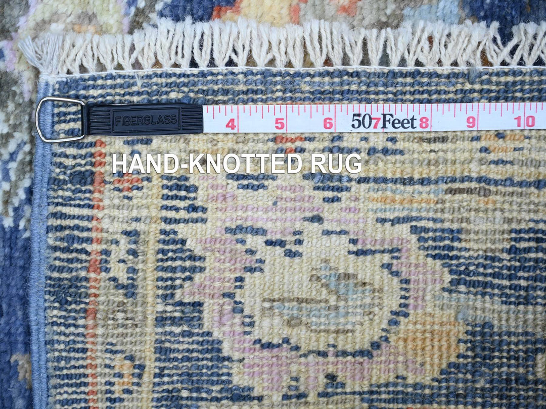 3'0" x 9'7" New Hand Knotted Blue Wool Runner Oriental Rug - MOA10274123