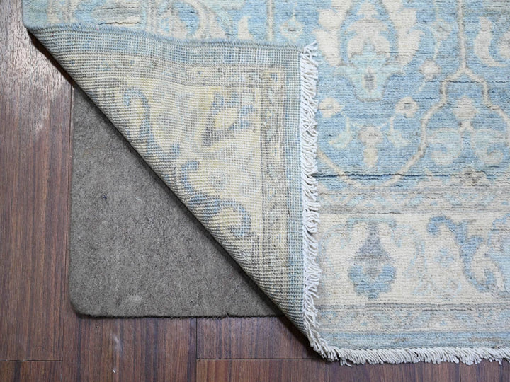 2'8" x 15'2" New Hand Knotted Blue Wool Runner Oriental Rug - MOA10274133