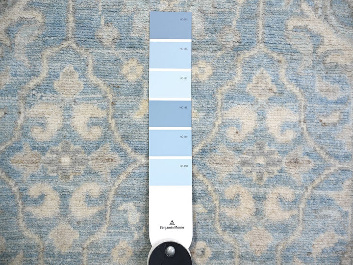 2'8" x 15'2" New Hand Knotted Blue Wool Runner Oriental Rug - MOA10274133