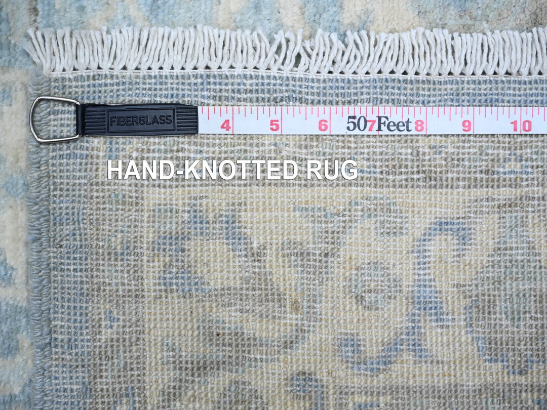 2'8" x 15'2" New Hand Knotted Blue Wool Runner Oriental Rug - MOA10274133