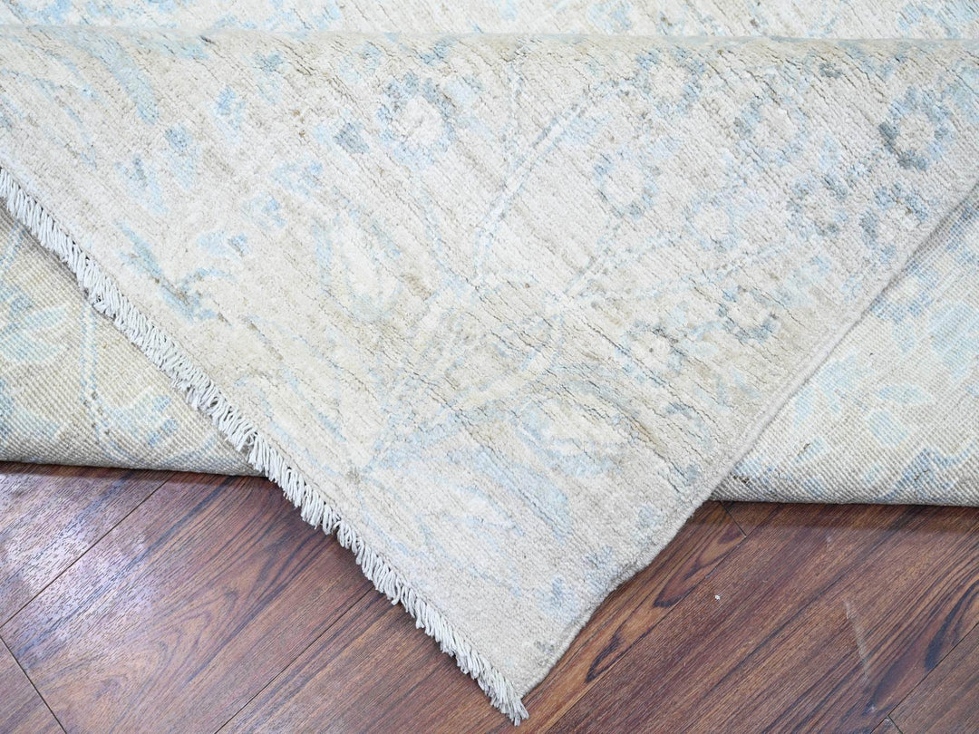 8'7" x 11'5" New Hand Knotted Grey Wool Rectangle Oriental Rug - MOA10274144