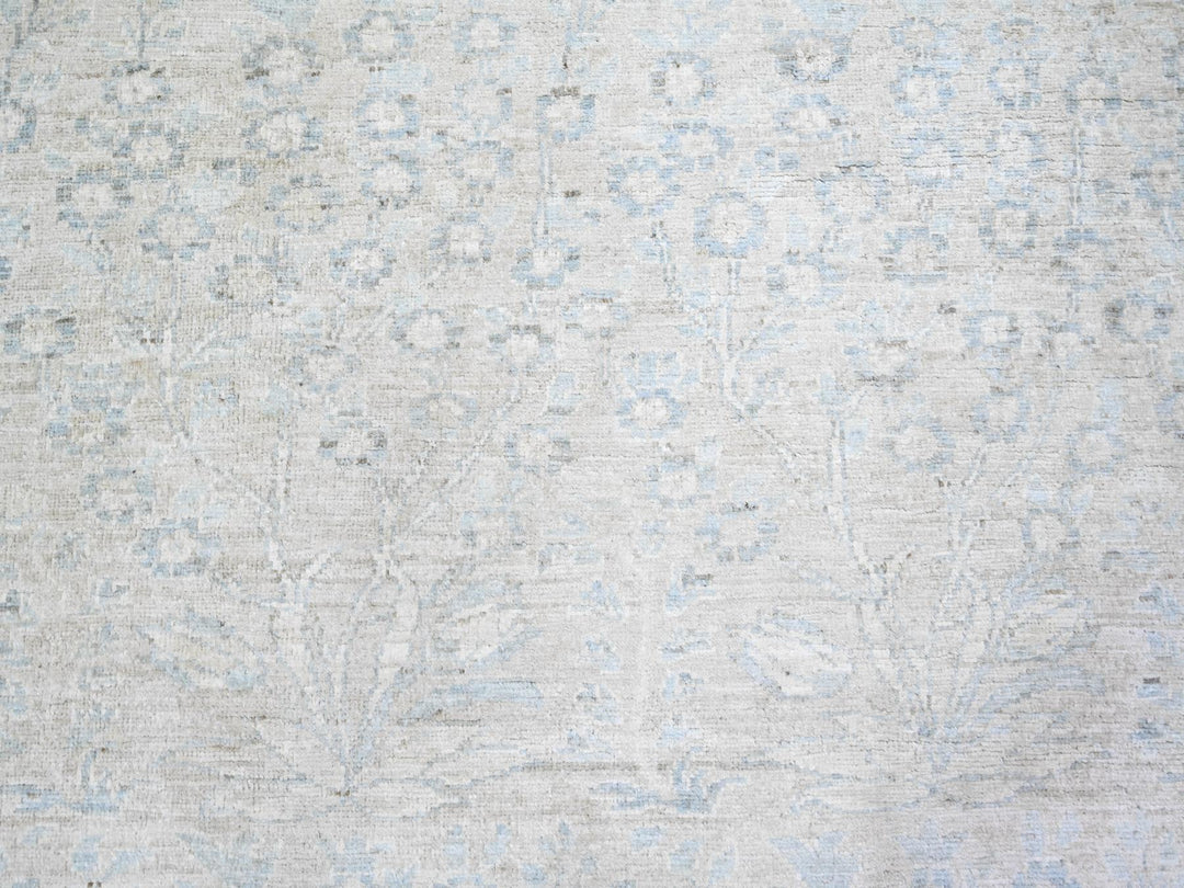8'7" x 11'5" New Hand Knotted Grey Wool Rectangle Oriental Rug - MOA10274144