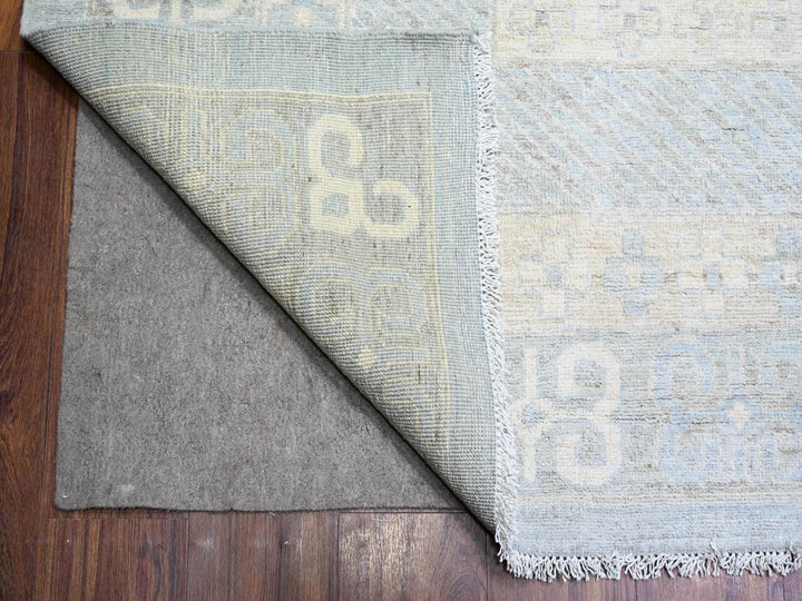 11'8" x 14'5" New Hand Knotted Blue Wool Rectangle Oriental Rug - MOA10274146