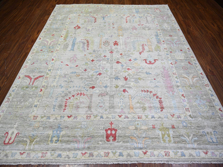 8'2" x 9'8" New Hand Knotted Grey Wool Rectangle Oriental Rug - MOA10274158