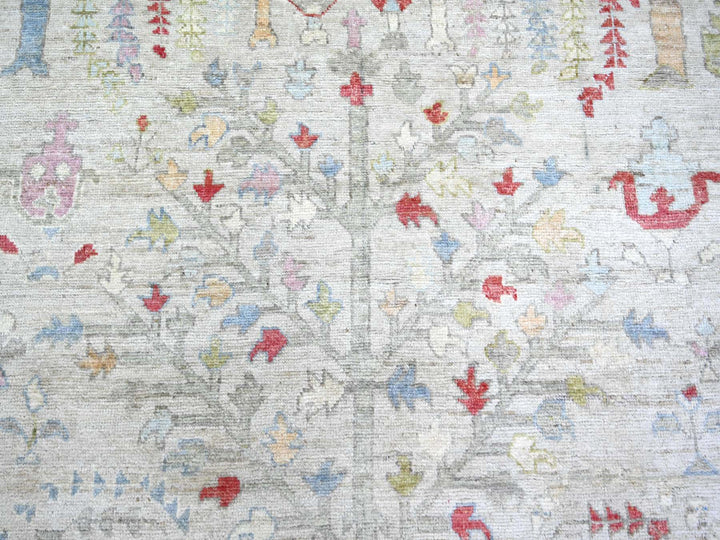 8'2" x 9'8" New Hand Knotted Grey Wool Rectangle Oriental Rug - MOA10274158