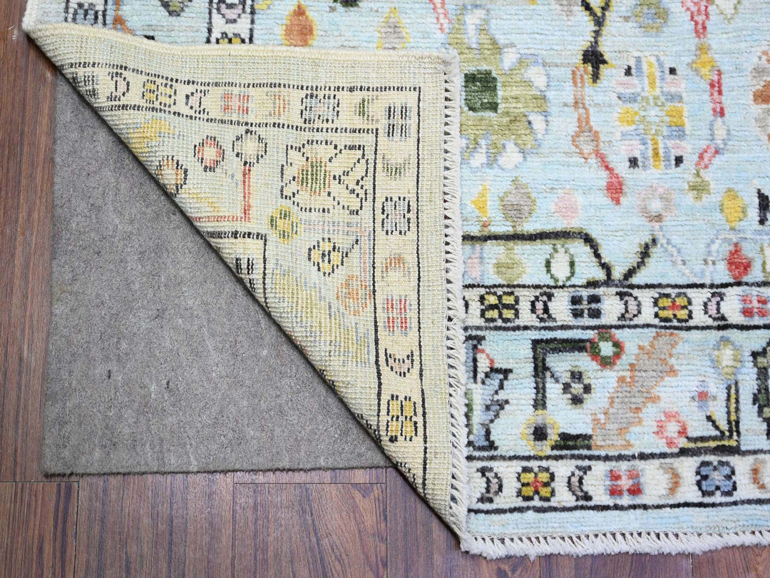 4'1" x 10'0" New Hand Knotted Blue Wool Runner Oriental Rug - MOA10274164