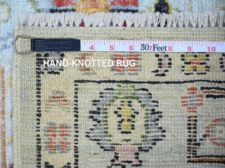 4'1" x 10'0" New Hand Knotted Blue Wool Runner Oriental Rug - MOA10274164