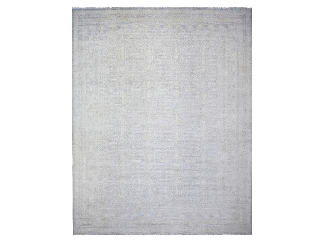 12'0" x 14'3" New Hand Knotted Blue Wool Rectangle Oriental Rug - MOA10274177