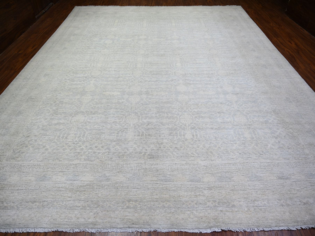12'0" x 14'3" New Hand Knotted Blue Wool Rectangle Oriental Rug - MOA10274177