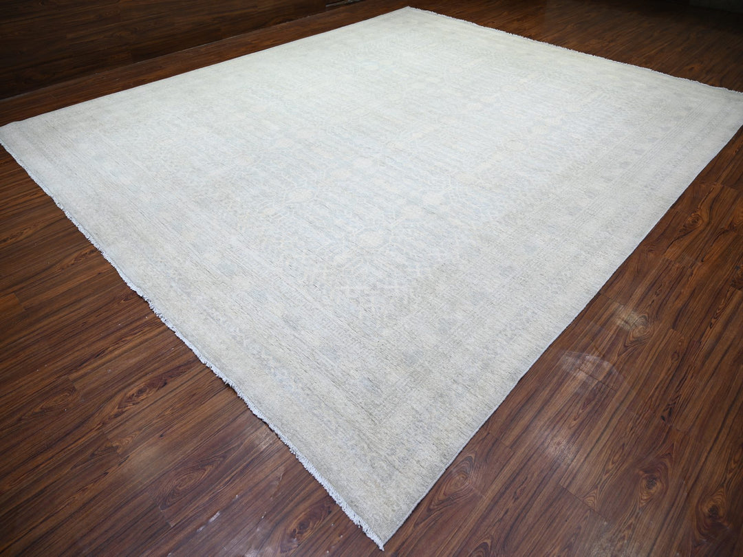 12'0" x 14'3" New Hand Knotted Blue Wool Rectangle Oriental Rug - MOA10274177