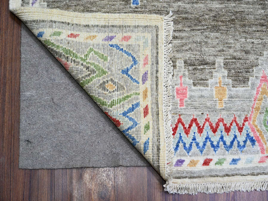 9'9" x 13'6" New Hand Knotted Grey Wool Rectangle Oriental Rug - MOA10274180