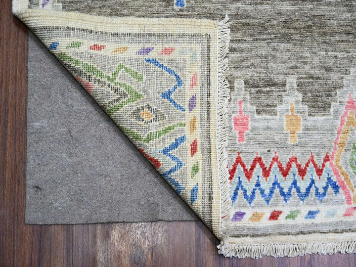 9'9" x 13'6" New Hand Knotted Grey Wool Rectangle Oriental Rug - MOA10274180