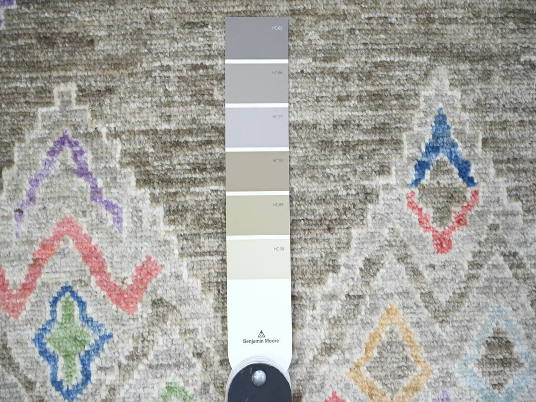 9'9" x 13'6" New Hand Knotted Grey Wool Rectangle Oriental Rug - MOA10274180