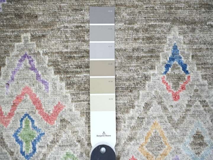 9'9" x 13'6" New Hand Knotted Grey Wool Rectangle Oriental Rug - MOA10274180