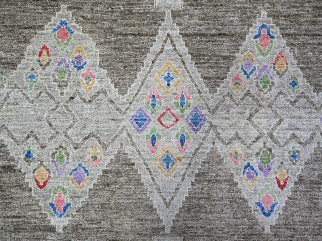 9'9" x 13'6" New Hand Knotted Grey Wool Rectangle Oriental Rug - MOA10274180
