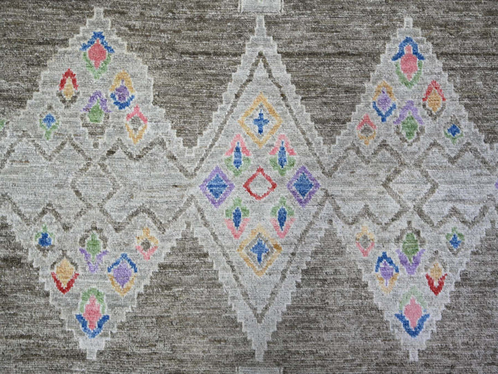 9'9" x 13'6" New Hand Knotted Grey Wool Rectangle Oriental Rug - MOA10274180