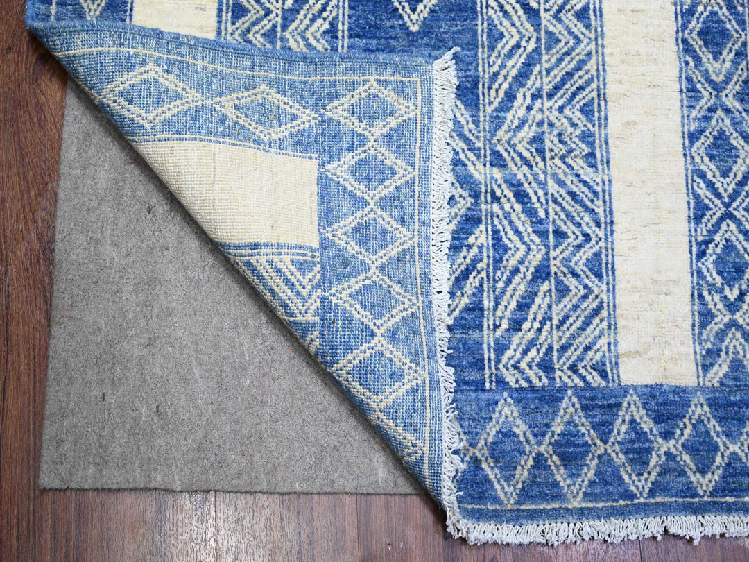 9'8" x 13'5" New Hand Knotted Blue Wool Rectangle Oriental Rug - MOA10274181