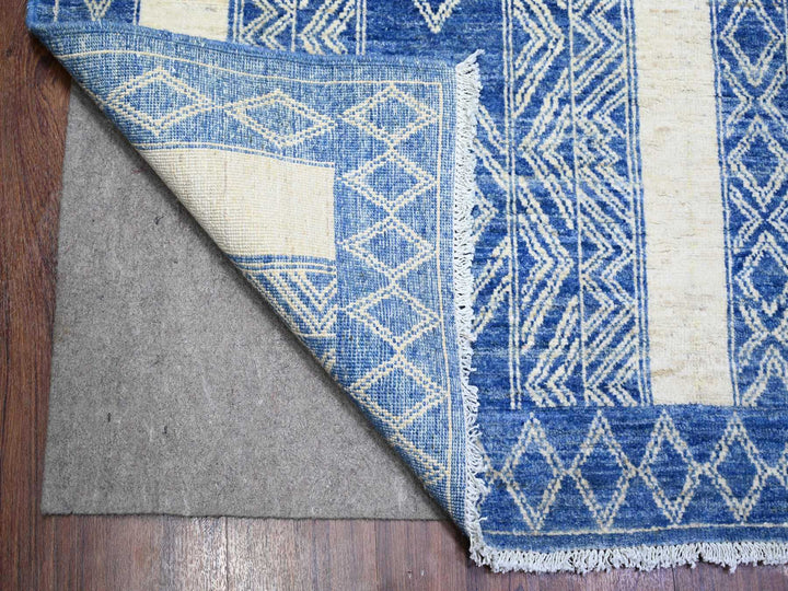 9'8" x 13'5" New Hand Knotted Blue Wool Rectangle Oriental Rug - MOA10274181