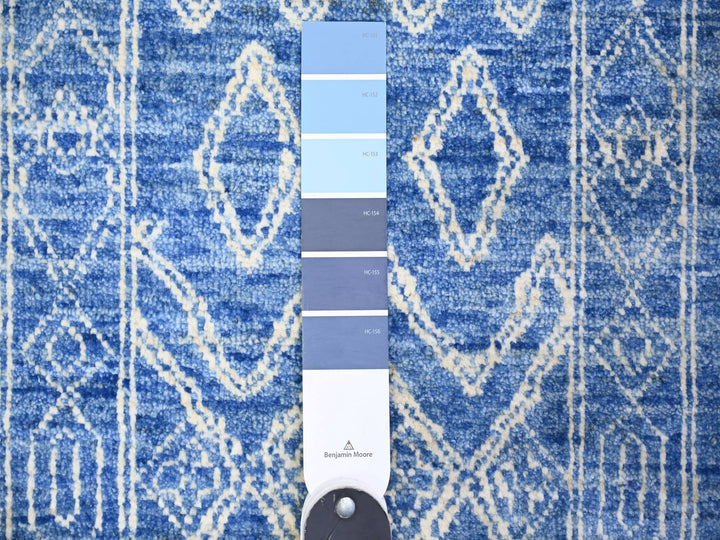 9'8" x 13'5" New Hand Knotted Blue Wool Rectangle Oriental Rug - MOA10274181