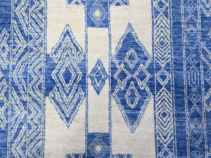 9'8" x 13'5" New Hand Knotted Blue Wool Rectangle Oriental Rug - MOA10274181