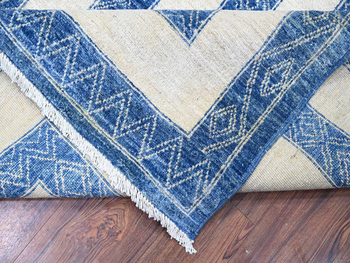 9'1" x 11'8" New Hand Knotted Blue Wool Rectangle Oriental Rug - MOA10274185