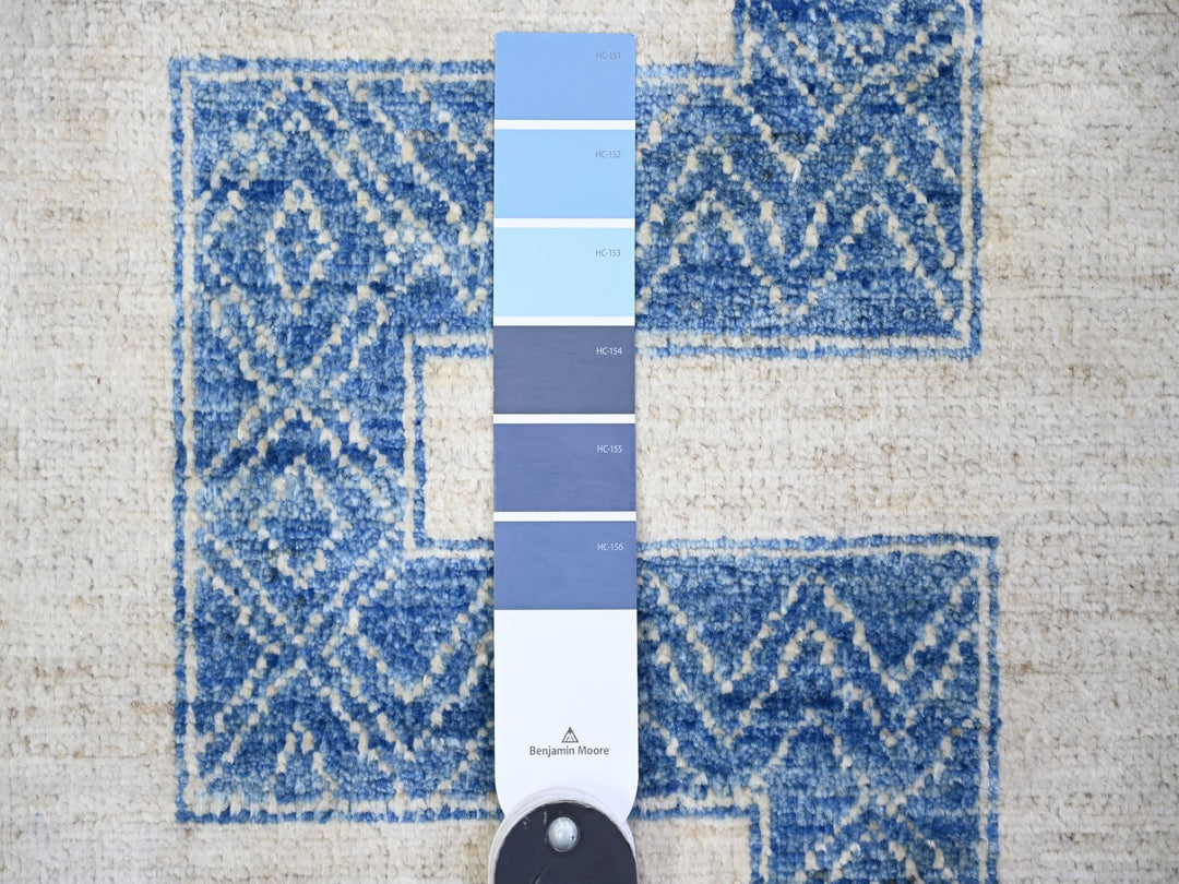 9'1" x 11'8" New Hand Knotted Blue Wool Rectangle Oriental Rug - MOA10274185