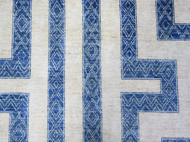 9'1" x 11'8" New Hand Knotted Blue Wool Rectangle Oriental Rug - MOA10274185