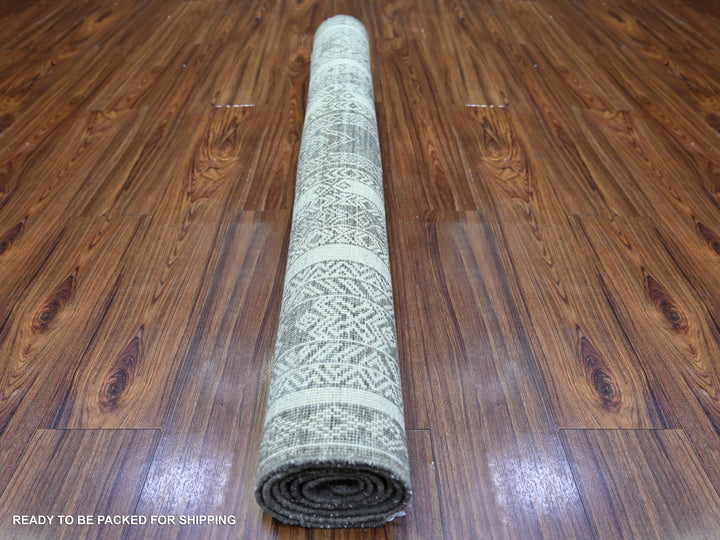 4'0" x 5'9" New Hand Knotted Brown Wool Rectangle Oriental Rug - MOA10274187