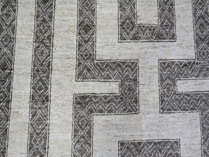 8'1" x 9'9" New Hand Knotted Brown Wool Rectangle Oriental Rug - MOA10274188
