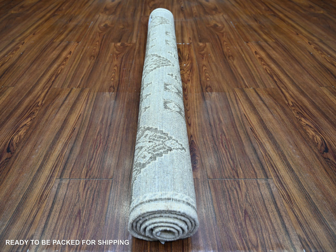 4'0" x 5'8" New Hand Knotted Grey Wool Rectangle Oriental Rug - MOA10274190
