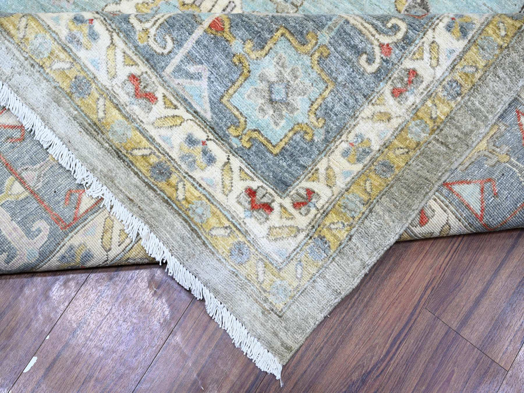 10'1" x 14'0" New Hand Knotted Blue Wool Rectangle Oriental Rug - MOA10274197