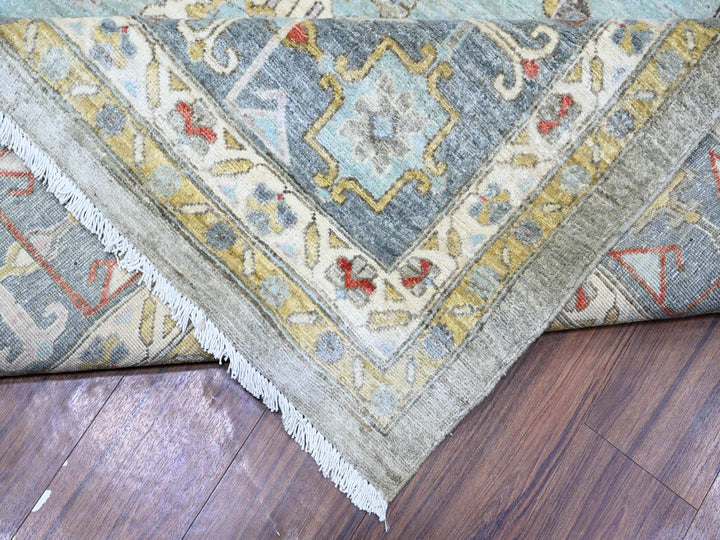 10'1" x 14'0" New Hand Knotted Blue Wool Rectangle Oriental Rug - MOA10274197