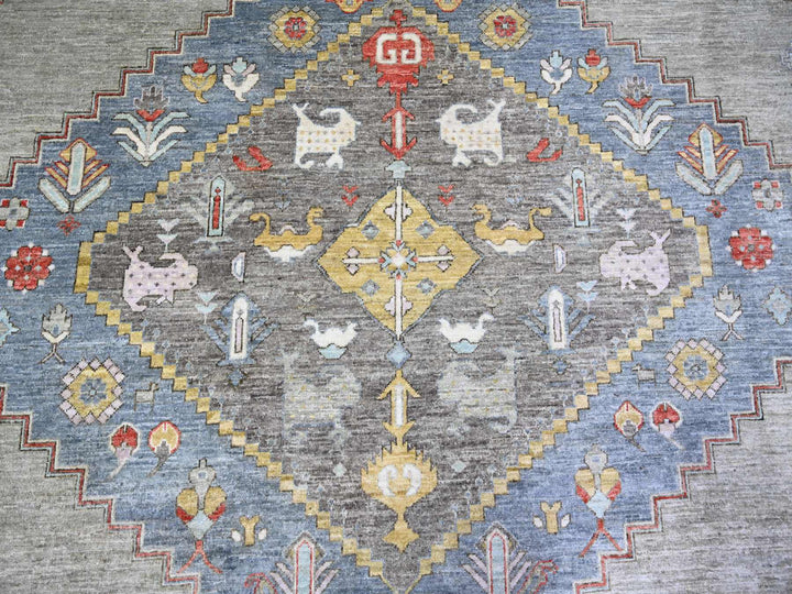10'1" x 14'0" New Hand Knotted Blue Wool Rectangle Oriental Rug - MOA10274197