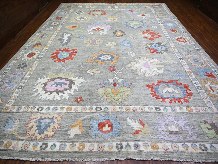 12'0" x 15'8" New Hand Knotted Grey Wool Rectangle Oriental Rug - MOA10274199