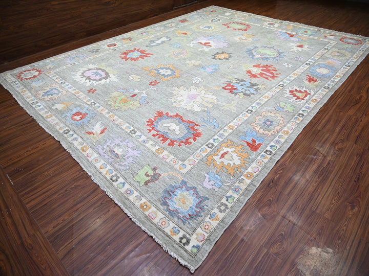 12'0" x 15'8" New Hand Knotted Grey Wool Rectangle Oriental Rug - MOA10274199