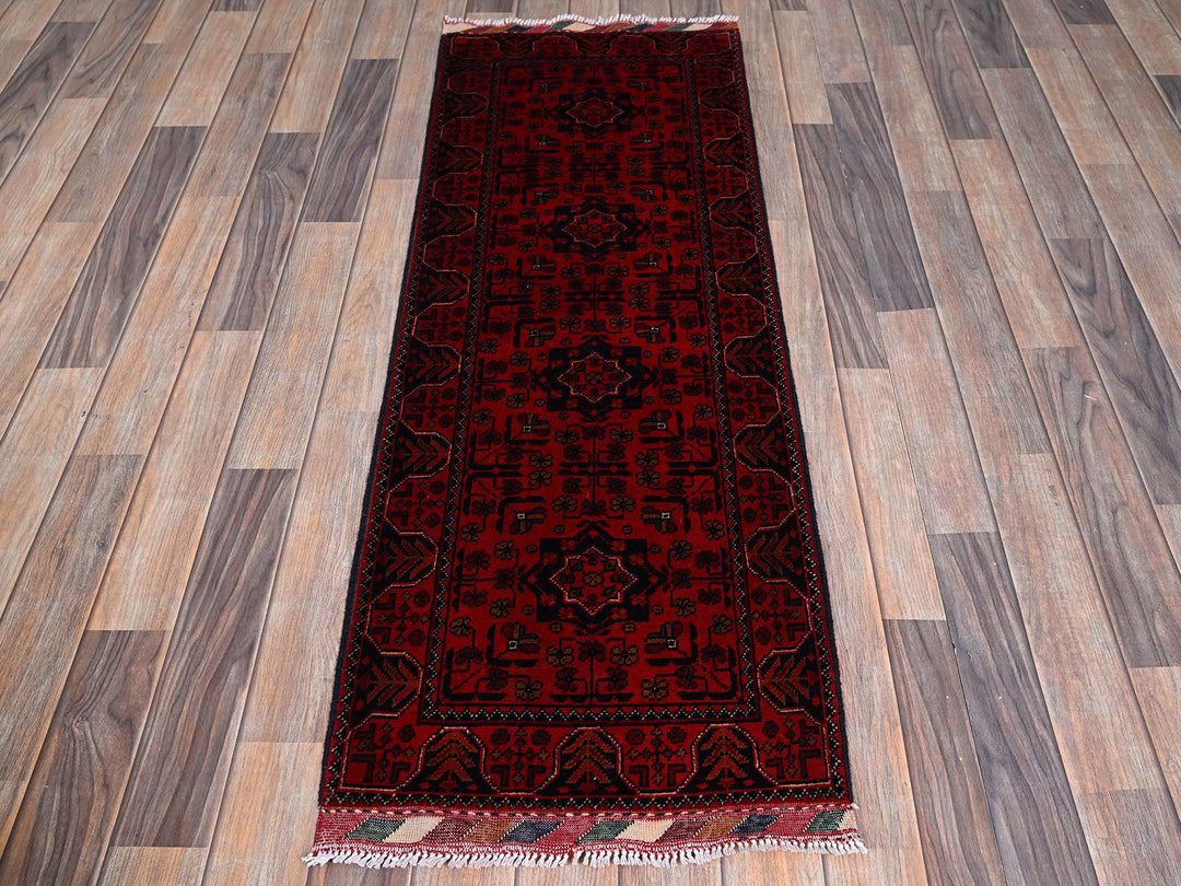 1'9" x 4'11" New Hand Knotted Red Wool Runner Oriental Rug - MOA102741
