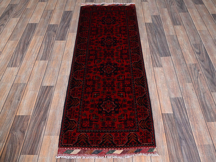 1'9" x 4'11" New Hand Knotted Red Wool Runner Oriental Rug - MOA102741