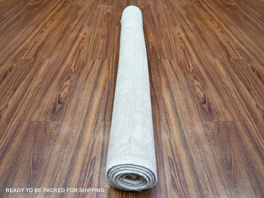 4'0" x 5'9" New Hand Knotted Ivory Wool Rectangle Oriental Rug - MOA10274205