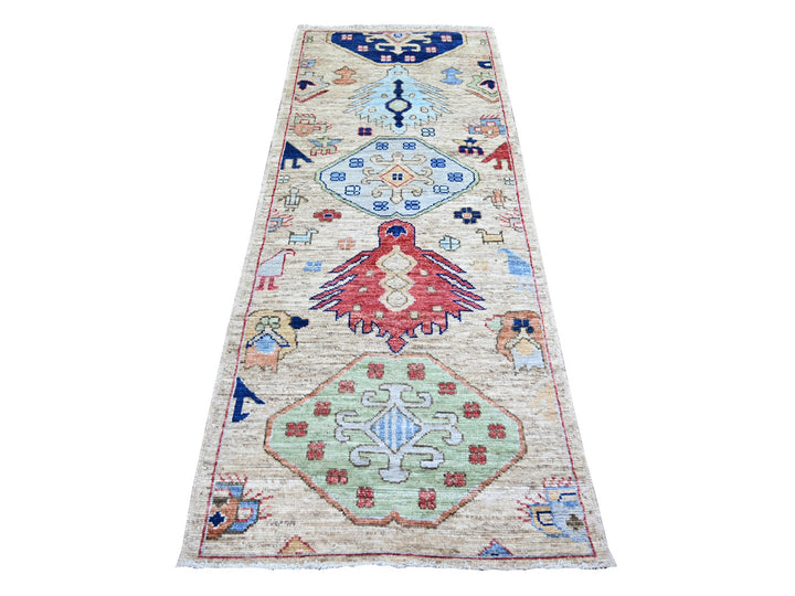 3'1" x 7'9" New Hand Knotted Brown Wool Runner Oriental Rug - MOA10274221